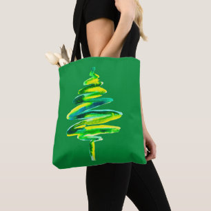 Cute watercolor Christmas trees Tote Bag