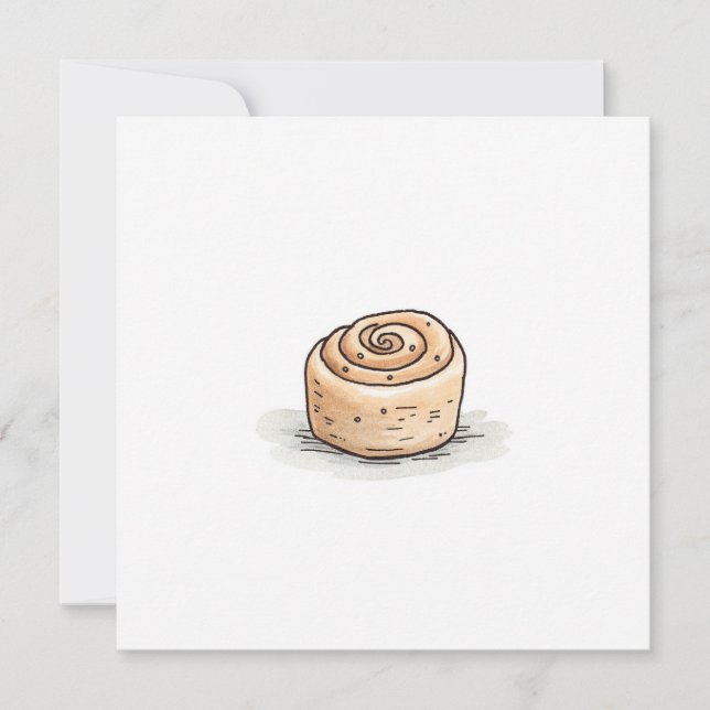 Cute Watercolor Cinnamon Roll Holiday Card (Front)