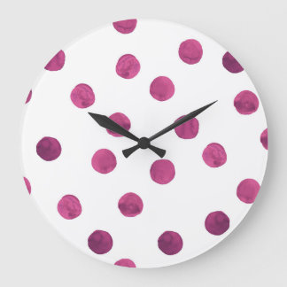 Cute Watercolor Circles: Vintage Dots. Large Clock