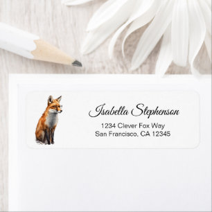 Cute Watercolor Clever Fox Return Address
