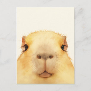 Cute Watercolor Close Up Capybara Face Postcard