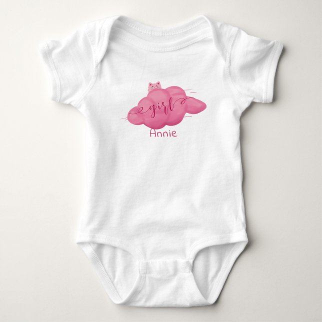 Cute Watercolor Cloud Baby Girl Bodysuit (Front)