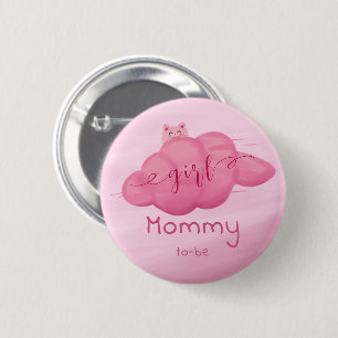 Cute Watercolor Cloud Baby Girl Shower Mommy-to-be 6 Cm Round Badge