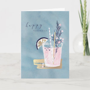 Cute Watercolor Cocktail Birthday Card