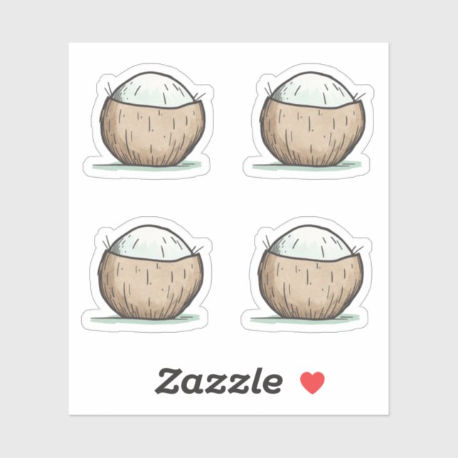 Cute Watercolor Coconut (Sheet)