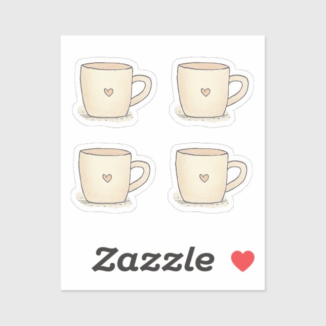 Cute Watercolor Coffee Cup With A Heart (Sheet)