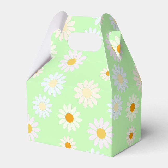Cute watercolor colourful Daisy Pattern Green Favour Box (Front Side)