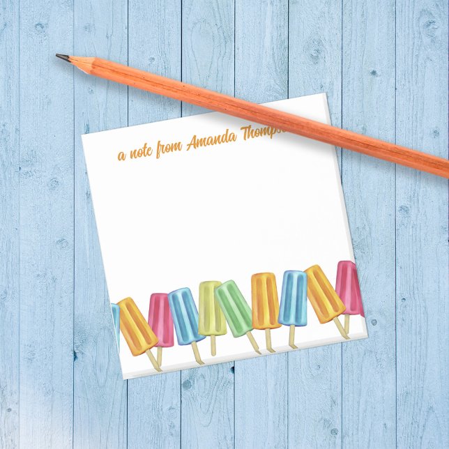 Cute Watercolor Colourful Popsicles Custom Post-it Notes (Cute colorful popsicles, custom post it notes. )