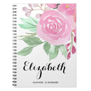 Cute Watercolor Colourful Spring Floral Posy Custo Notebook