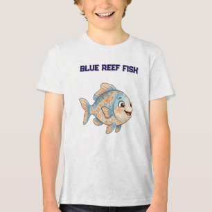 Cute Watercolor Coral Blue Fish Children's T-Shirt Tri-Blend Shirt