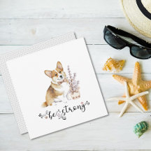 Cute Watercolor Corgi Be strong calligraphy