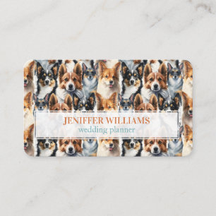 Cute Watercolor Corgi Dog Pattern Business Card