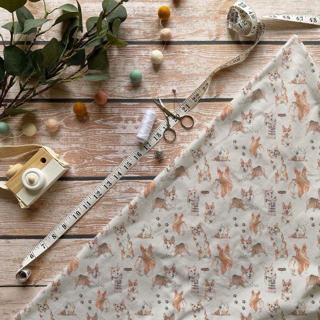 Cute Watercolor Corgi Dog Pattern Fabric (Creator Uploaded)