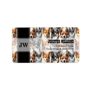 Cute Watercolor Corgi Dog Pattern                  Label