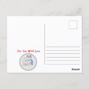 Cute watercolor cuddly cats on Valentine's Day Postcard