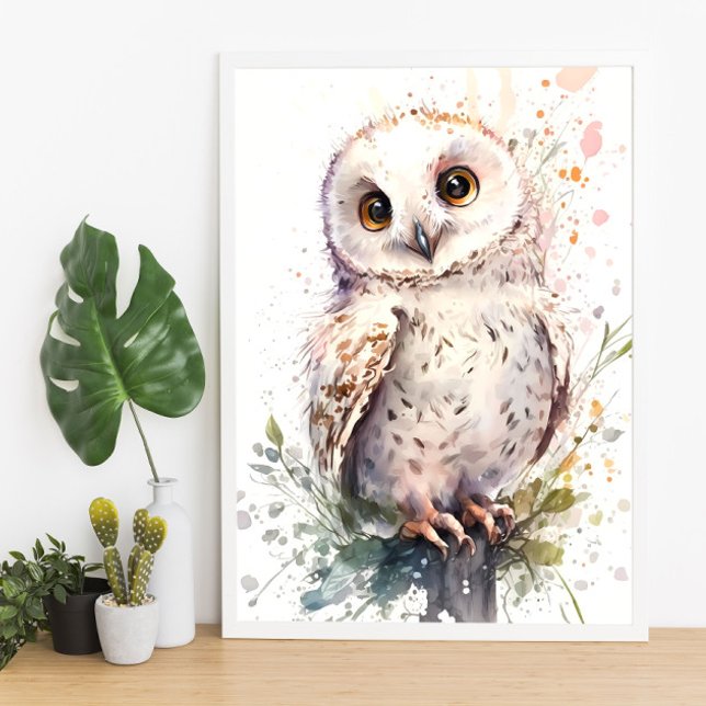 Cute Watercolor Cute Owl Woodland Nursery Poster (Creator Uploaded)