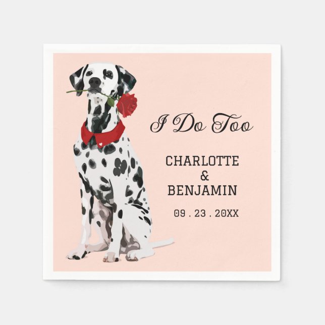 Cute Watercolor Dalmatian Dog Wedding   Napkin (Front)
