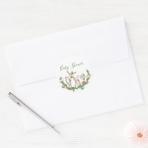 Cute watercolor deer baby shower classic round st sticker