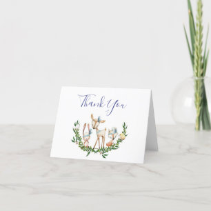 Cute watercolor deer baby shower thank you card