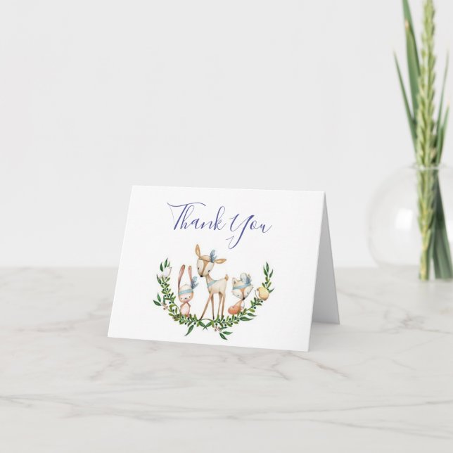 Cute watercolor deer baby shower  thank you card (Front)
