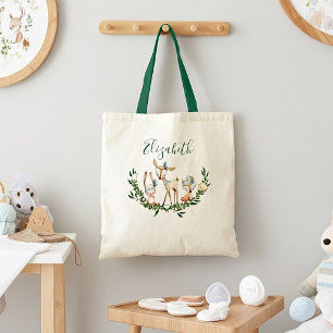 Cute watercolor deer baby  tote bag