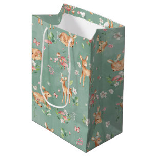 Cute Watercolor Deer Pattern Medium Gift Bag