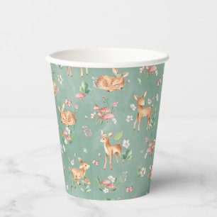 Cute Watercolor Deer Pattern Paper Cups