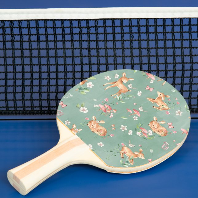 Cute Watercolor Deer Pattern Ping Pong Paddle (Insitu)