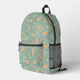 Cute Watercolor Deer Pattern Printed Backpack