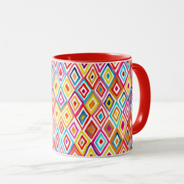 Cute watercolor diamonds pattern  mug (Front Right)