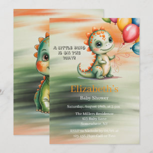 Cute Watercolor Dinosaur Baby Shower Invitation