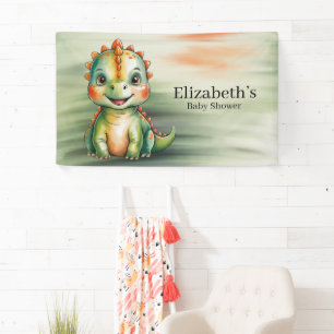 Cute Watercolor Dinosaur Baby Shower Welcome Banner