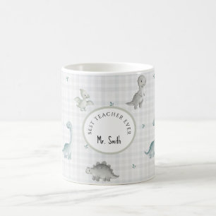 Cute Watercolor Dinosaur Male Teacher Coffee Mug