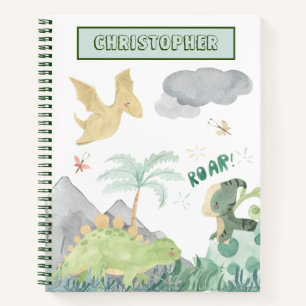 Cute Watercolor Dinosaur Notebook