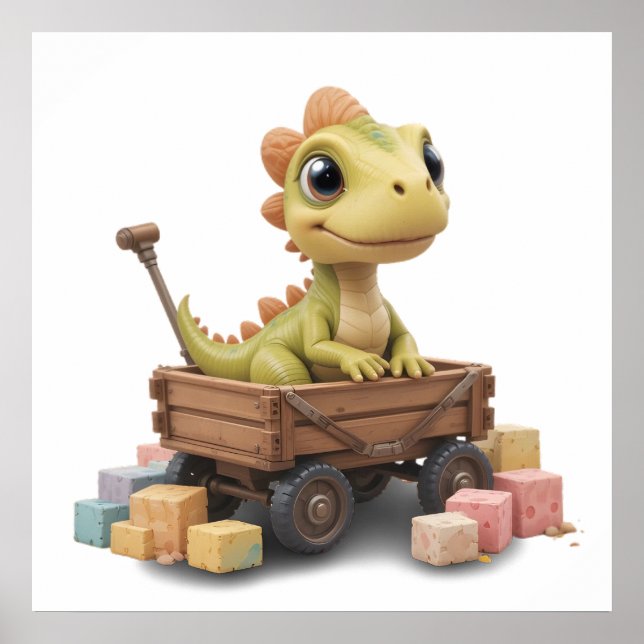 Cute Watercolor Dinosaur Nursery Poster  Baby Room (Front)