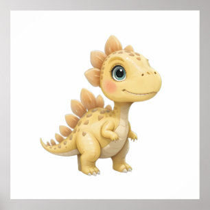 Cute Watercolor Dinosaur Nursery Poster  Baby Room