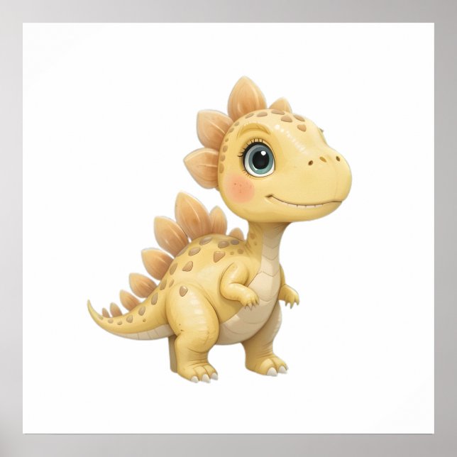 Cute Watercolor Dinosaur Nursery Poster  Baby Room (Front)