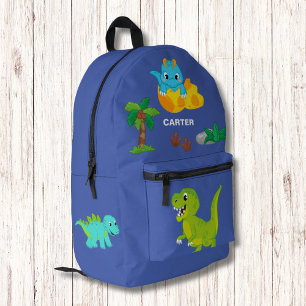 Cute Watercolor Dinosaur Pattern Monogram Printed Backpack