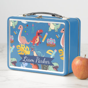 Cute Watercolor Dinosaur Personalised Kids Metal  Lunch Box