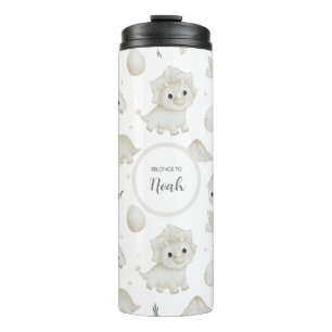 Cute Watercolor Dinosaur School Kids Personalised Thermal Tumbler