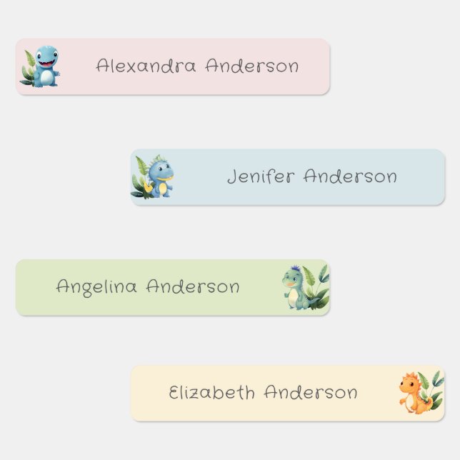 Cute Watercolor Dinosaur Waterproof Name (Group)