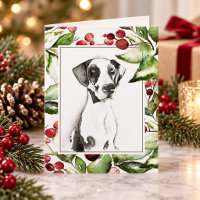 Cute Watercolor Dog Christmas Card