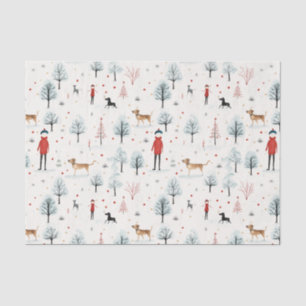 Cute Watercolor Dog Furry and Bright Christmas Tissue Paper