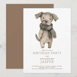 Cute Watercolor Dog' Pet Birthday Party Invitation