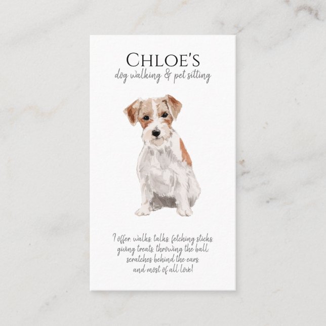 Cute Watercolor Dog Pet Sitter Dog Walker Business Card (Front)