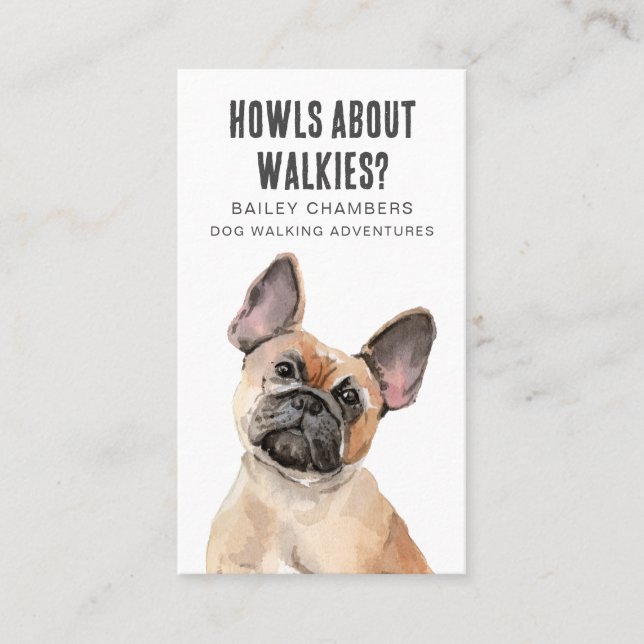 Cute Watercolor Dog Walker  Business Card (Front)