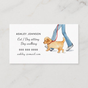 Cute watercolor Dog walking Services Business Card