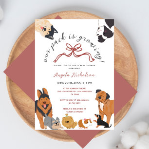 Cute Watercolor Dogs Blush Pink Girl´s Baby Shower Invitation