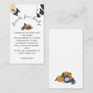 Cute Watercolor Dogs Books For Baby Shower Enclosure Card