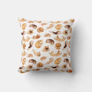 Cute Watercolor Dogs Illustrated Pattern Cushion